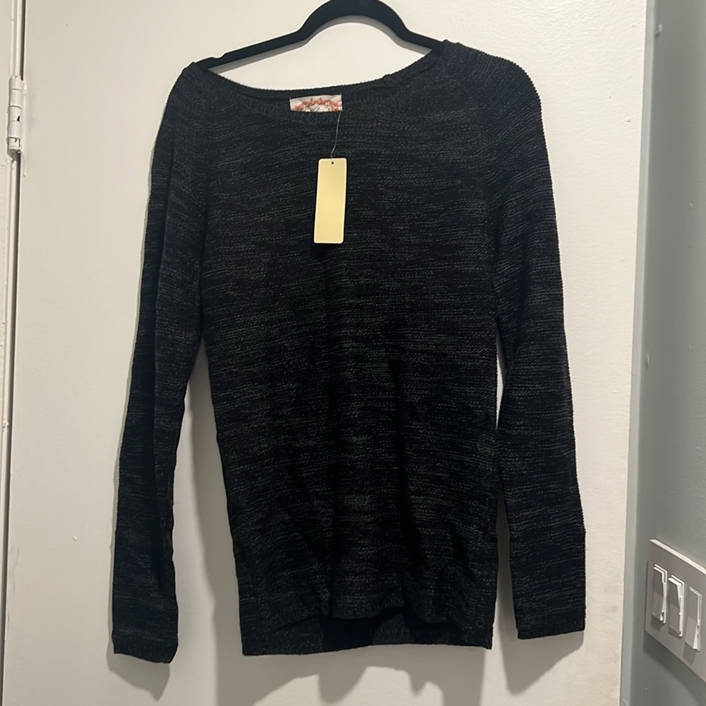 Cozy Black and Gray Knit Sweater – New with Tags